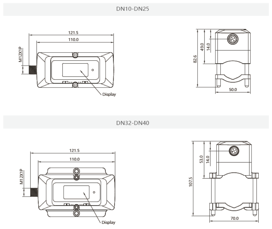 clamp-on ultrasonic flow meter size